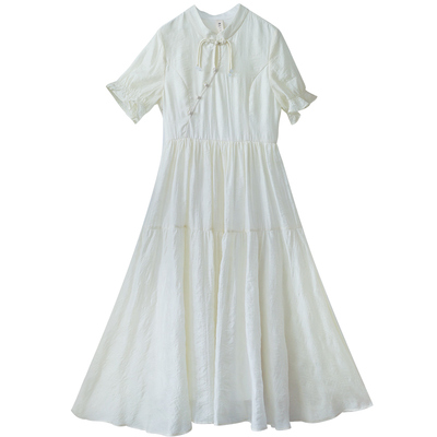 中式改良旗袍连衣裙女夏季提花