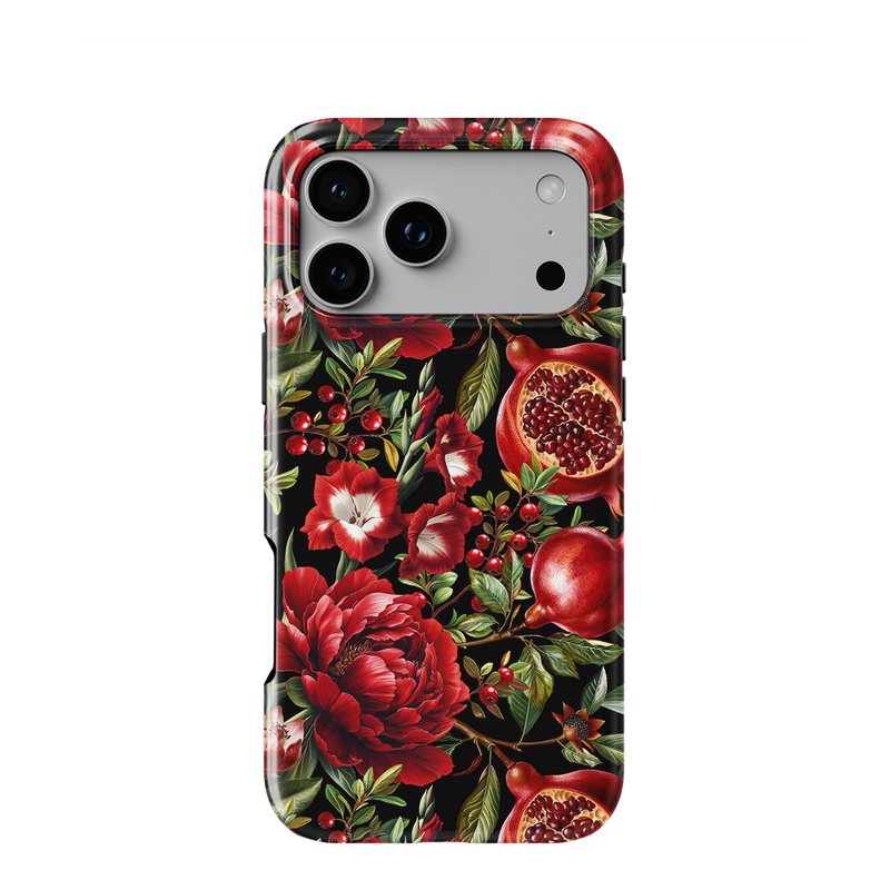 Acvoo复古石榴花iPhone17Promax保护16适用于苹果15手机壳14防摔壳13不褪色12可水洗全包