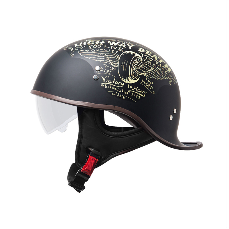 电动车头盔翘尾盔女3C认证男摩托车复古半盔机车燕尾瓢盔美式夏季