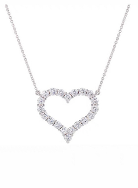 爱心钻石项链2025新款爆款大号进口高碳钻纯银心形吊坠送女生饰品
