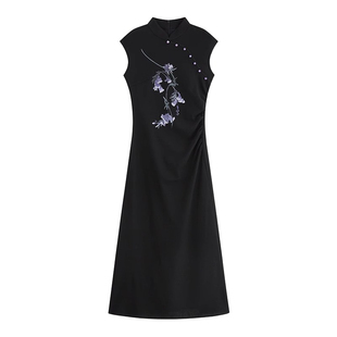 鹭原创【佩兰】新中式旗袍连衣裙女春夏国风印花刺绣小衫上衣青一