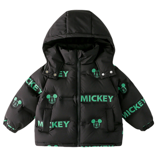 正品迪士尼中大童装儿童轻薄羽绒服2025冬装米奇男孩女童羽绒外套