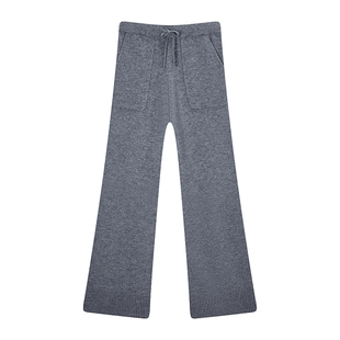 ALWOOLS秋冬新品口袋阔腿针织裤时尚设计师款下装休闲百搭裤子