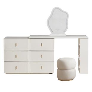 全友家居法式奶油风斗柜一体梳妆台2026新款卧室伸缩转角化妆桌
