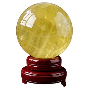 巴西纯天然黄色真水晶球原石厨房开业球招财办公室领导高档大摆件