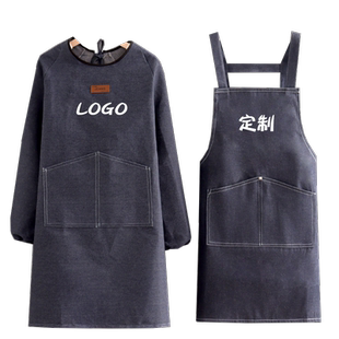 牛仔工作服围裙女罩衣上班加厚耐磨工装定制防污男士防油工厂干活