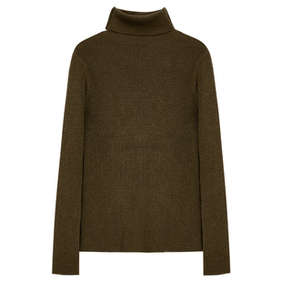 图曼朵灰色高领长袖针织衫女士2025秋冬新款高级感打底衫内搭毛衣