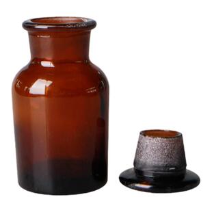 玻璃广口瓶茶色广口瓶厚化学玻璃磨口广口瓶密封盖化工固体瓶试剂瓶实验Wide Mouth Brown Reagent Bottle