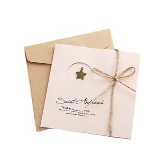 创意复古金属贺卡diy手写生日祝福空白卡带信封爱心五角星麻绳情侣表白卡感恩教师节毕业季留言小卡片明信片