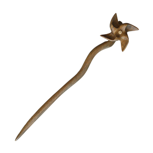 簪之韵【等风来】风车发簪子搞怪有趣绿檀木创意发饰盘发个性实木