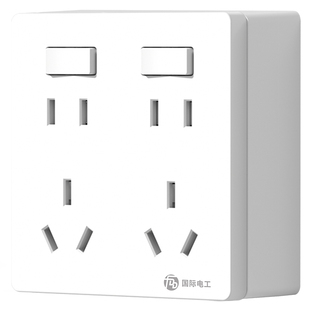 明装86型10孔插座带开关独立控制二开十孔面板五孔6六孔厨房专用