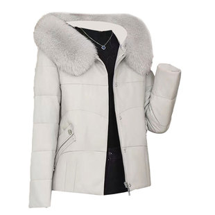 皮衣外套女冬季加绒2025新款加厚妈妈皮袄真狐狸毛领短款pu皮棉服