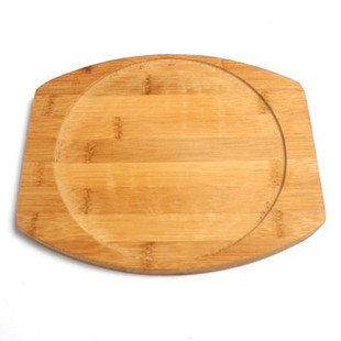 加厚圆形木板垫长方形隔热木板牛排铁板烧盘木垫石碗垫石锅垫