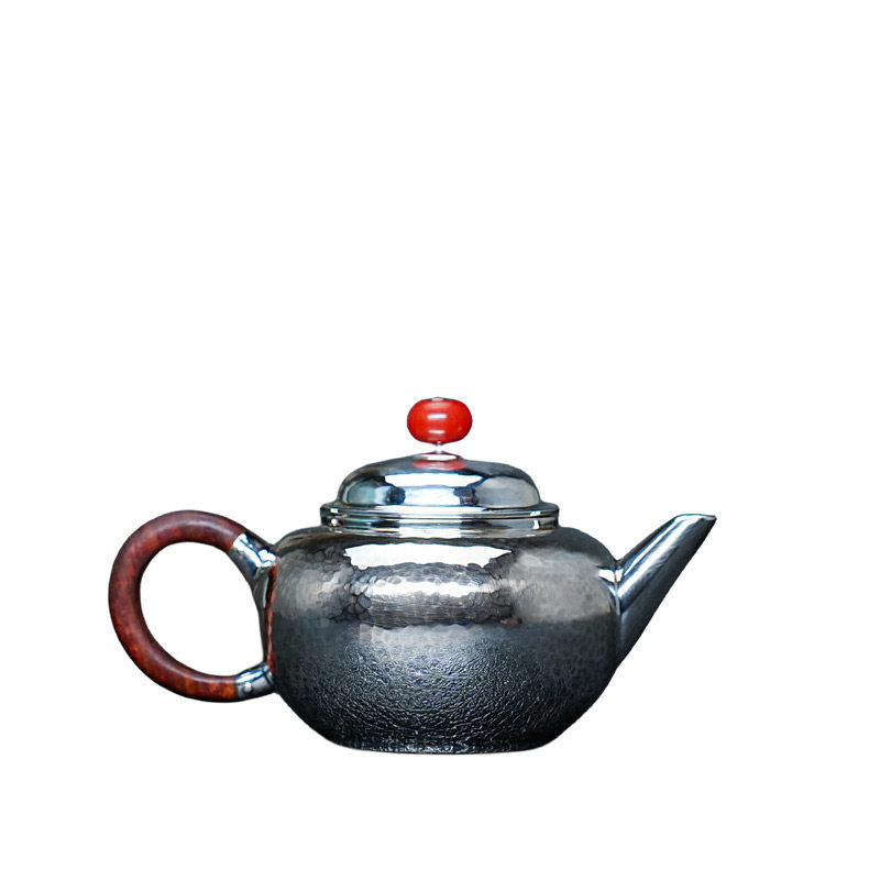 義清堂银壶 足银999泡茶壶水平纯银泡茶壶纯手工家用银茶具小银壶