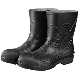富安梦雨鞋男防砸防刺穿加绒劳保水鞋棉雨靴钢头钢板水靴防滑胶鞋