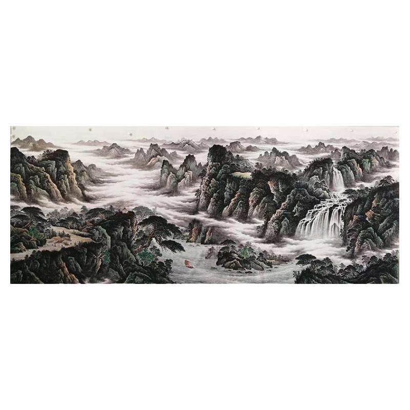 纯手绘画心真迹办公室定制山水画
