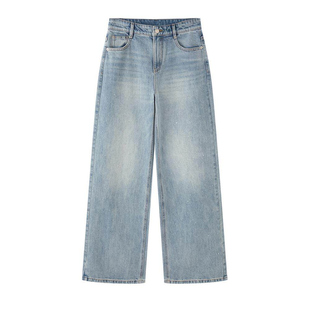 艾诺丝国内代购2026春季新款高腰修身细闪直筒休闲牛仔裤BR321115