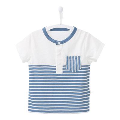 夏季套头衫小童条纹圆领短袖t恤