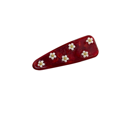 复古醋酸红色小花发夹女日系造型