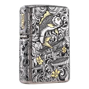 ZIPPO打火机限量错金银套壳鲤鱼跃龙门芝宝正品煤油防风火机礼物