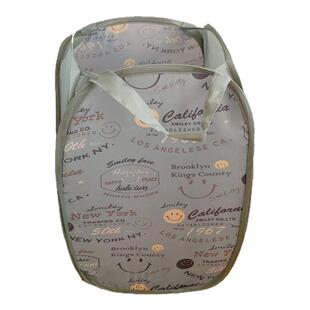 笑脸印花脏衣篮折叠式双层洗衣篮家用收纳篮可爱卡通衣物收纳袋