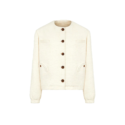 金属扣修身短夹克设计师品牌