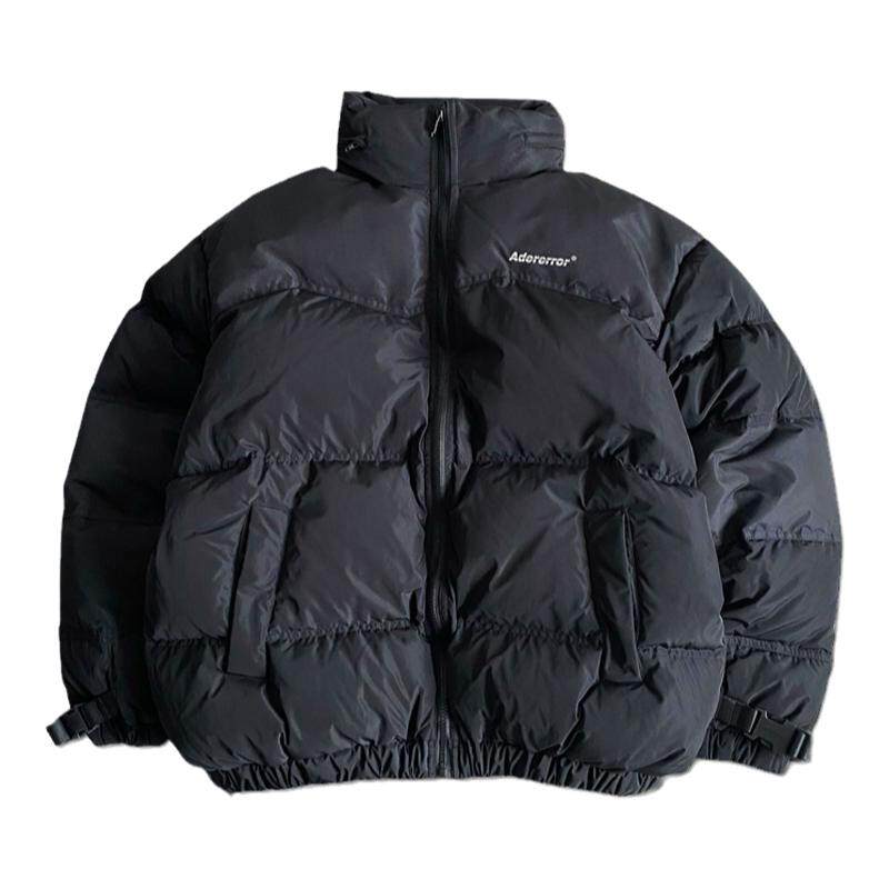 韩国正品ADER灰蓝拼色羽绒服AE白鸭绒短款棉服男女情侣宽松面包服