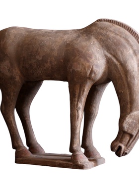 复古中式饮水陶马马到成功摆件
