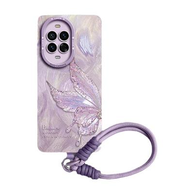 仙气蝴蝶！带防丢挂绳液态硅胶壳