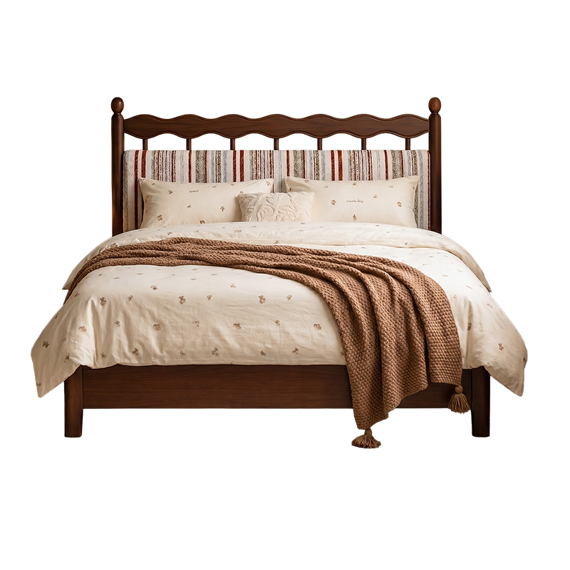 【次卧必买】中古风实木床小户型