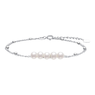 潮宏基铂雅铂金珍珠手链PT950手饰双层简约百搭ins风妇女节礼物