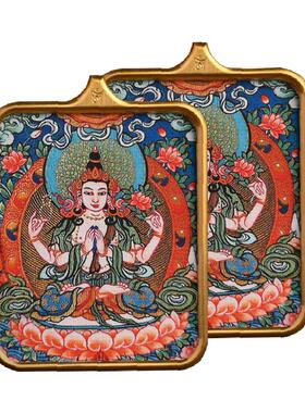 藏式唐卡大势至菩萨吊坠属马本命佛小唐卡佛牌挂件项链本命年饰品
