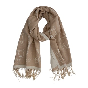 午后慵懒~日系猫咪加厚围巾双面披肩女冬季新款毛毯式百搭可爱风