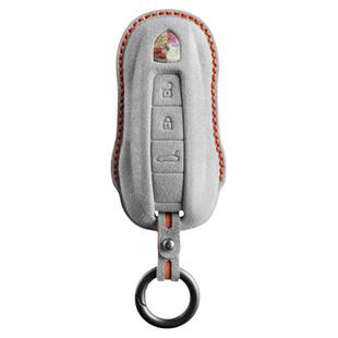 适用保时捷卡宴macan帕拉梅拉718车钥匙包翻毛皮全包钥匙套保护壳