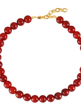 天然玛瑙转运珠项链女新年时尚