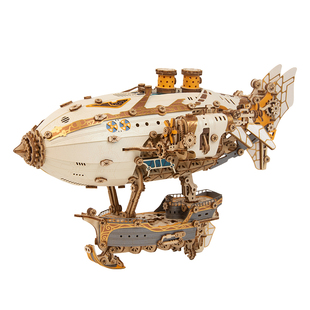 如何猫奇幻飞空艇3d立体拼图积木质拼装模型8岁新年男孩生日礼物
