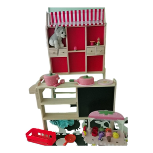 木制儿童超市收银台玩具套装过家家仿真小卖部购物车便利店货架