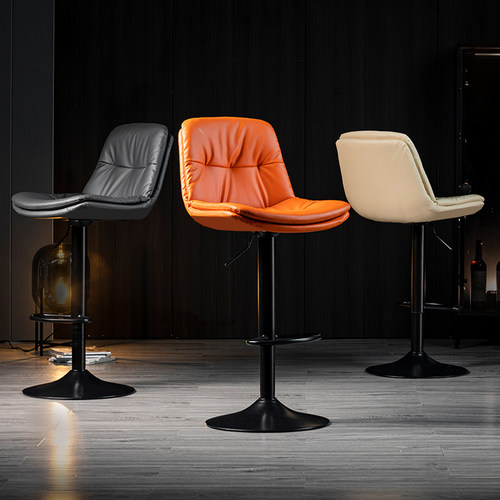北欧吧台椅现代简约家用靠背轻奢酒吧椅子升降旋转前台高脚吧凳子