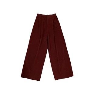 红色灯芯绒萝卜阔腿裤子冬季大码女装胖mm显瘦休闲加绒九分灯笼裤