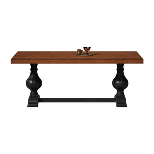 时余贝罗娜餐桌椅组合法式实木餐桌中古风白橡木饭桌美式复古桌子