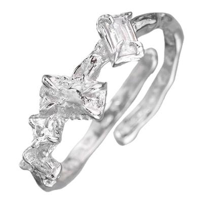 APARTOFME小众设计925纯银锆石戒指开口可调高级感冷淡风食指戒