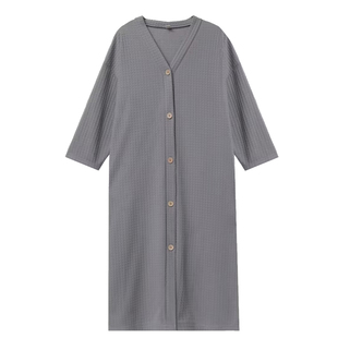 男女通用纽扣浴袍透气春夏薄款宽松休闲家居服睡觉穿的睡衣连衣裙