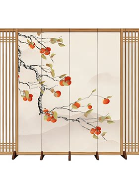 中式山水画屏风隔断客厅家用