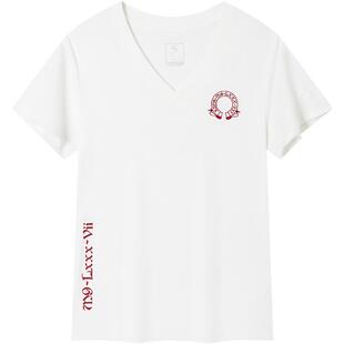 特步V领T恤女2026年夏季新款休闲百搭短袖运动上衣女974228010382