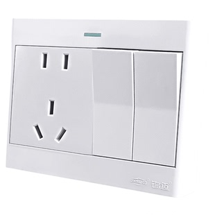 锦迈明装二开5孔插座带明线盒10A大功率二开五孔电源插座开关面板