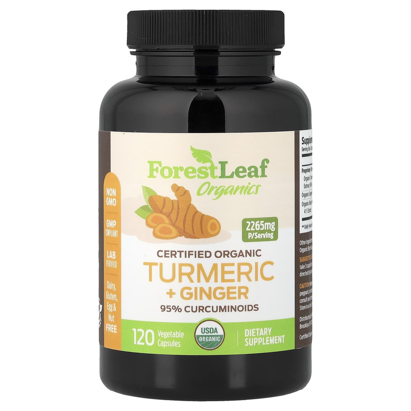 Forest Leaf,高级姜黄姜 + Bioperine,2265 毫克,120 粒素食胶