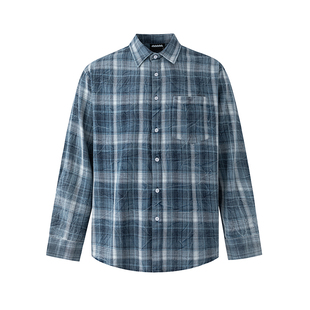 MRCYC慵懒风格子长袖衬衫男士春季宽松休闲衬衣韩系潮流翻领外套