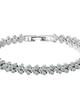 欧美罗马手链女锆石水晶新款手环镶钻满钻