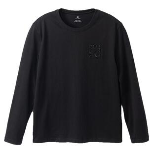 MrBu布先生黑色长袖新款体恤男上衣T恤打底衫时尚印花圆领KT16552