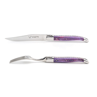 紫色骆驼骨法国拉吉奥乐刀叉Laguiole en Aubrac牛排西餐餐刀餐叉